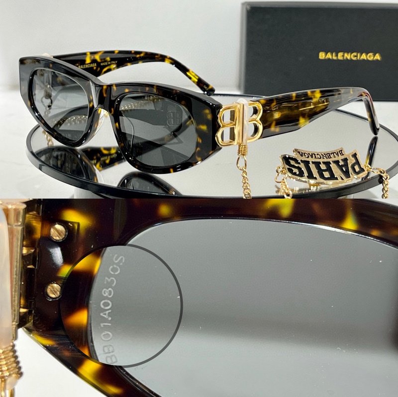 Солнцезащитные очки Balenciaga With Chain And Logo Decorated "Black/Yellow" фото № 2