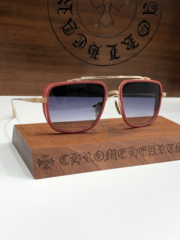 Солнцезащитные очки Chrome Hearts Temples With Decoration By Repeating Logo "Red" фото № 2