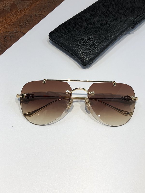 Солнцезащитные очки Chrome Hearts Aviator Shaped Lenses Connect By Top Line "Brown" фото № 2