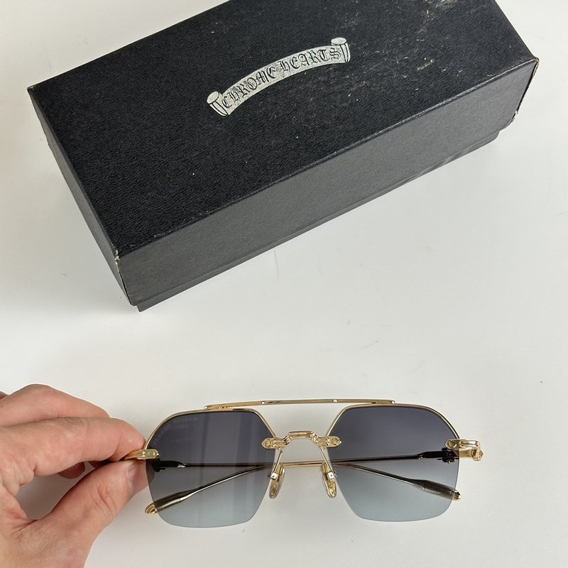 Солнцезащитные очки Chrome Hearts Temples Decorated By Flowers "Gray/Gold" фото № 2