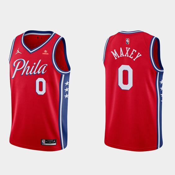 Баскетбольная Джерси NBA Philadelphia 76ers 21-22 №0 Tyrese Maxey "Red" фото № 2