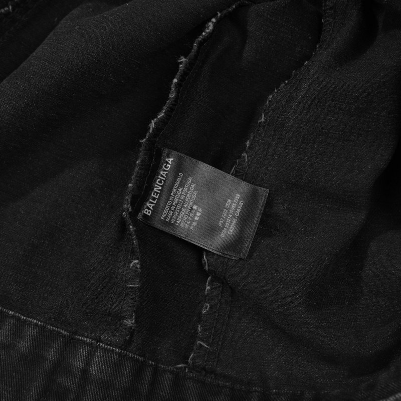 Джинсовая Куртка Balenciaga With White Text Logo "Black" фото № 5
