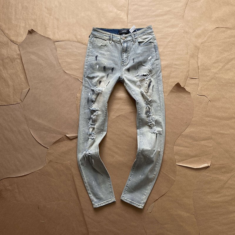 Джинсы Amiri Grunge Style "Blue/Gray" фото № 8