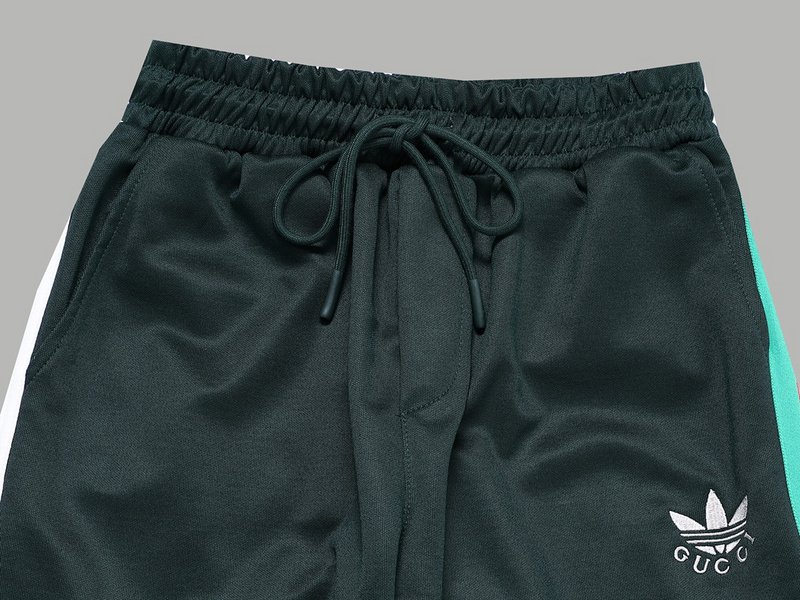 Штаны Gucci X Adidas Monochrome With Stripes "Green" фото № 6