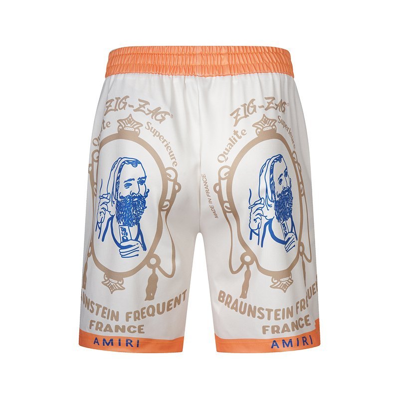 Шорты Amiri Men Print And Edge Stripe Ornament "White" фото № 2