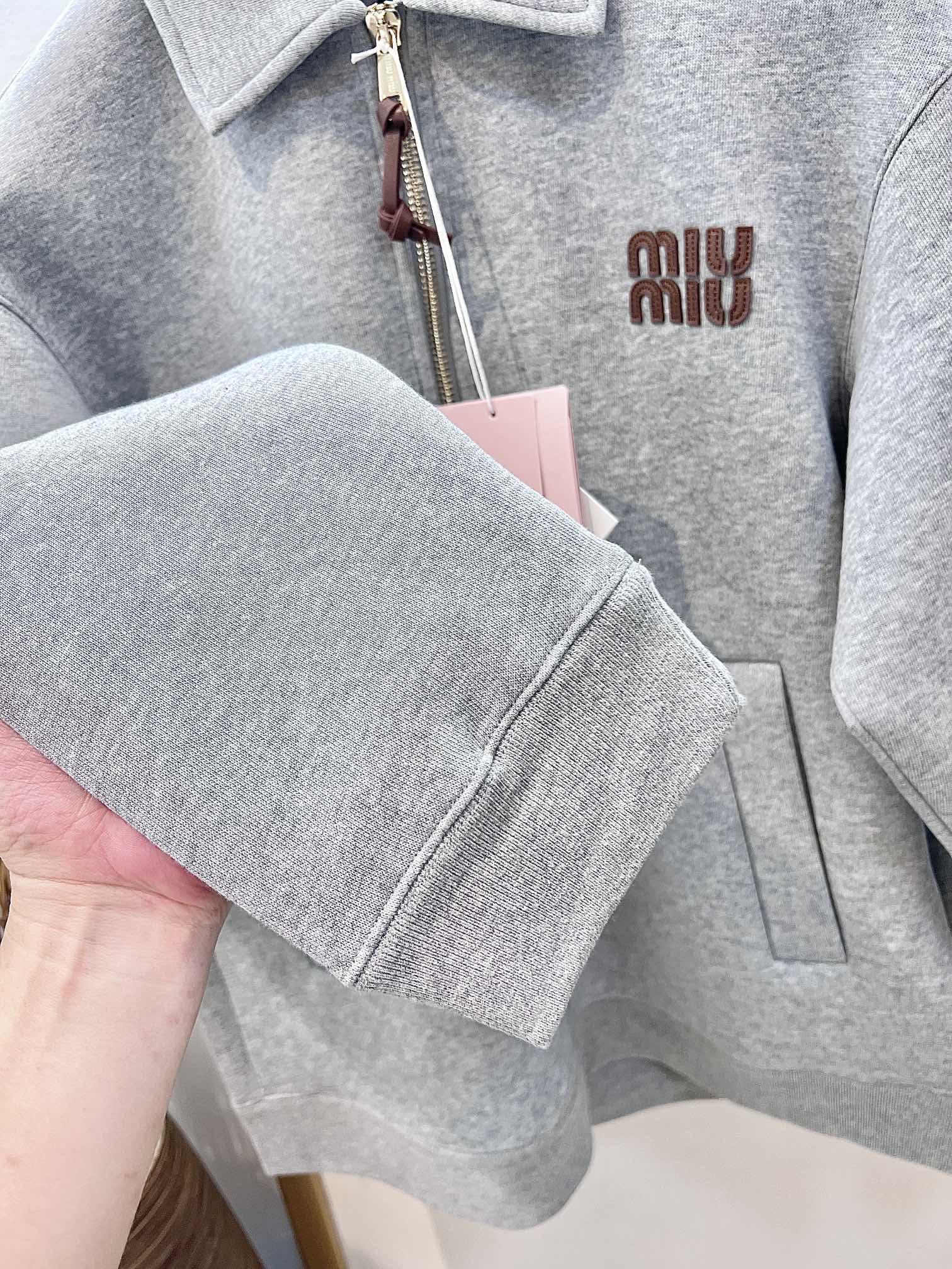 Бомбер Miu Miu Frontside Striped Brown Logo Miu MIu "Gray" фото № 4