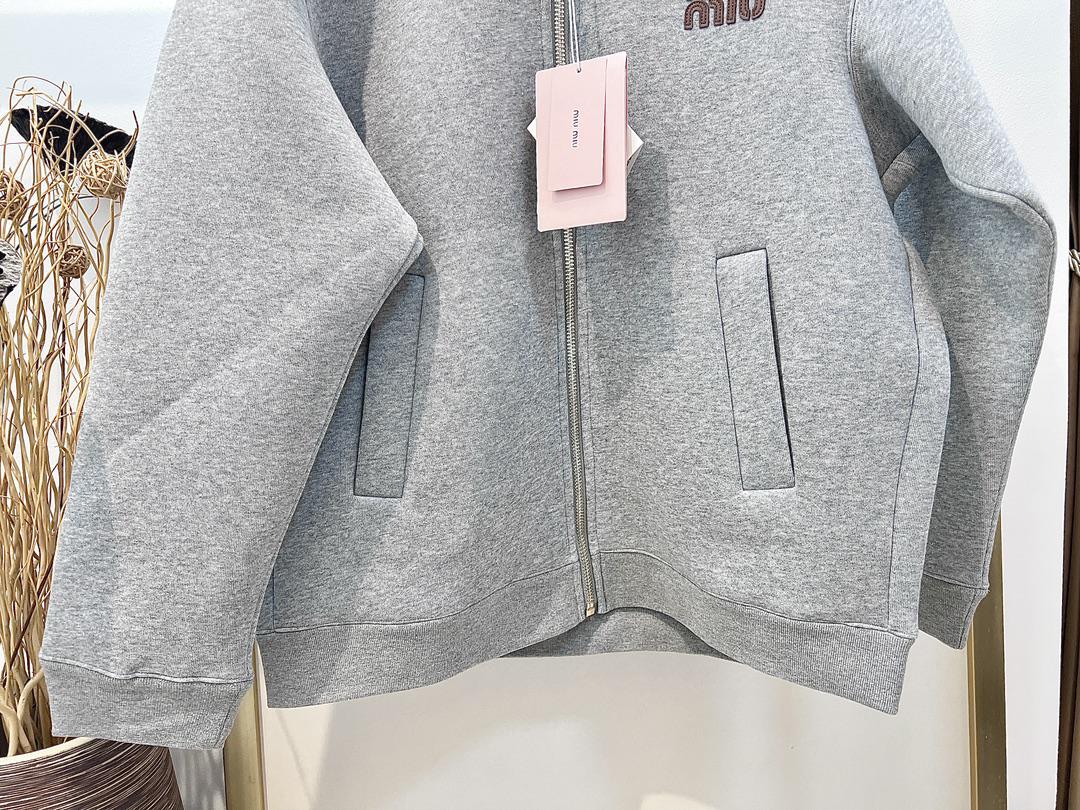 Бомбер Miu Miu Frontside Striped Brown Logo Miu MIu "Gray" фото № 3