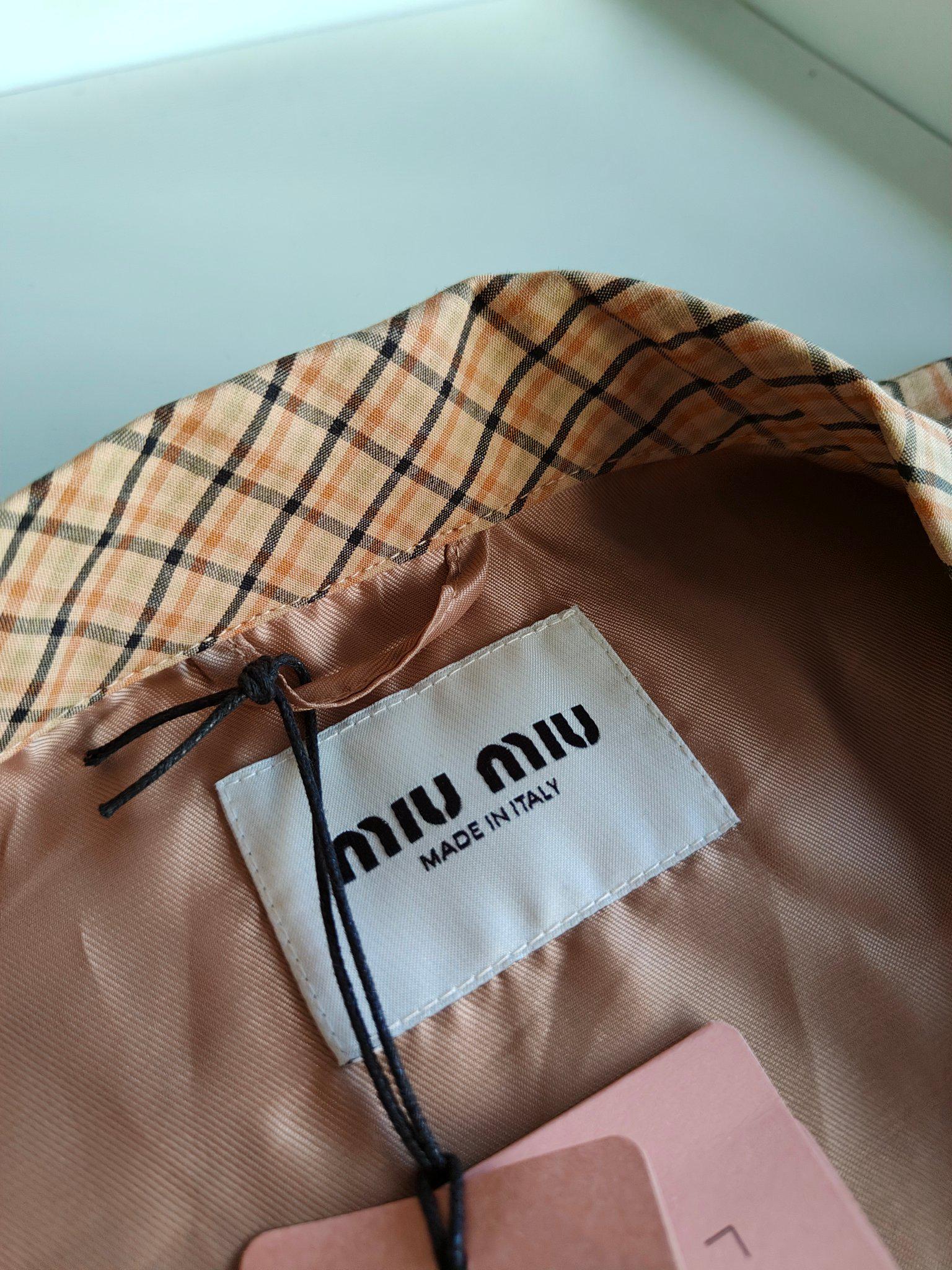 Куртка-бомбер Miu Miu Checked Print Light Brown Logo "Brown" фото № 3