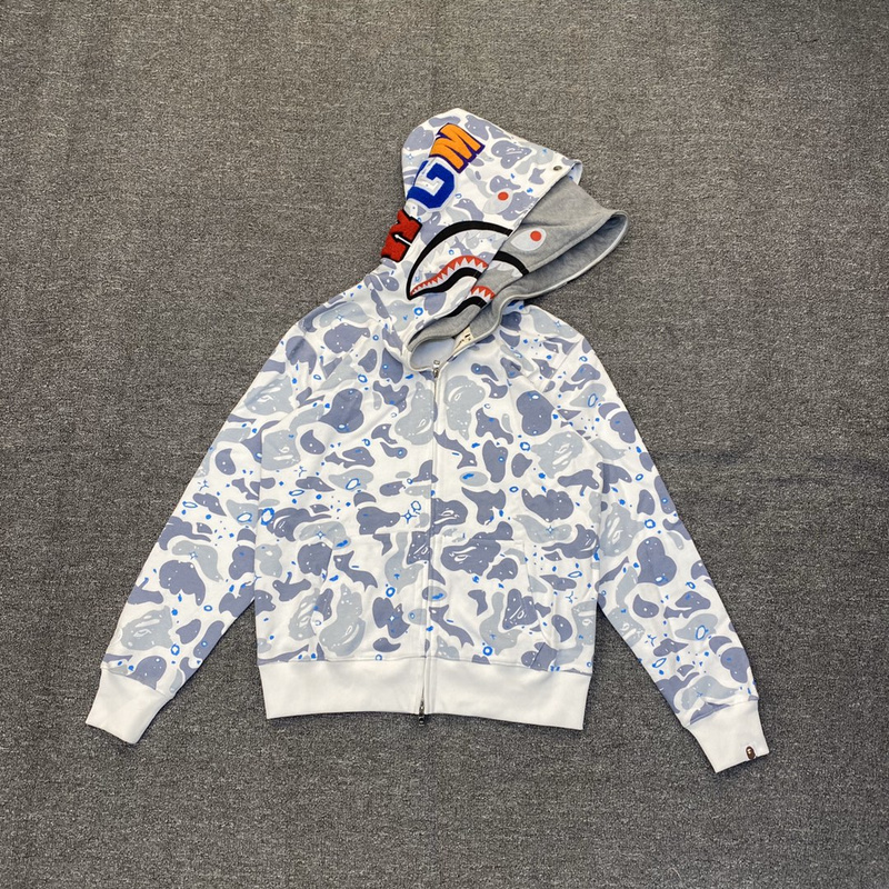 Худи A Bathing Ape Imitation Of A Double Hood "White/Blue" фото № 3