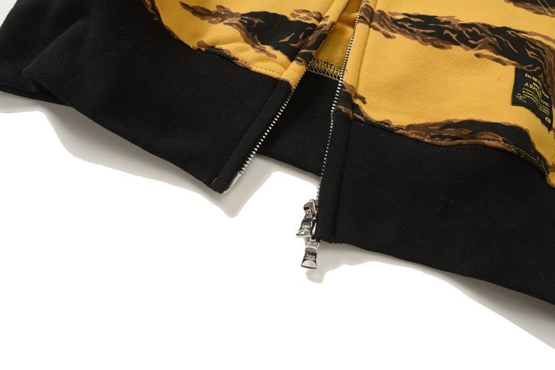 Худи A Bathing Ape White Tiger Black Stripes Zip "Yellow, Black" фото № 5