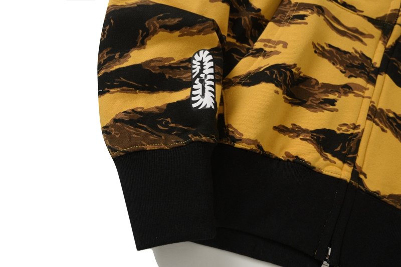 Худи A Bathing Ape White Tiger Black Stripes Zip "Yellow, Black" фото № 4