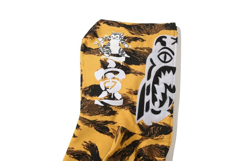 Худи A Bathing Ape White Tiger Black Stripes Zip "Yellow, Black" фото № 3