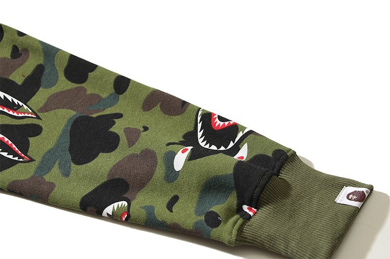 Худи A Bathing Ape Camouflage Shark Print Zip "Green" фото № 4