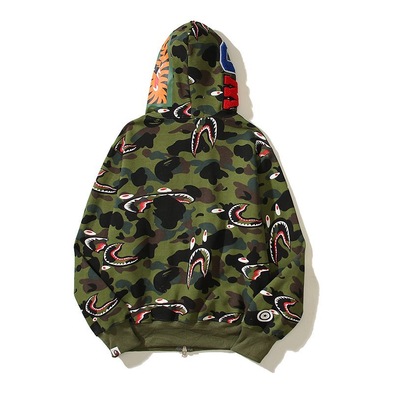 Худи A Bathing Ape Camouflage Shark Print Zip "Green" фото № 2