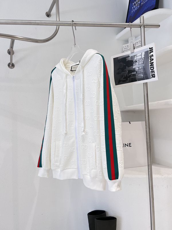 Худи Gucci With Stripes On The Sleeves ZIP "White" фото № 4