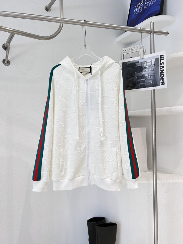 Худи Gucci With Stripes On The Sleeves ZIP "White" фото № 5