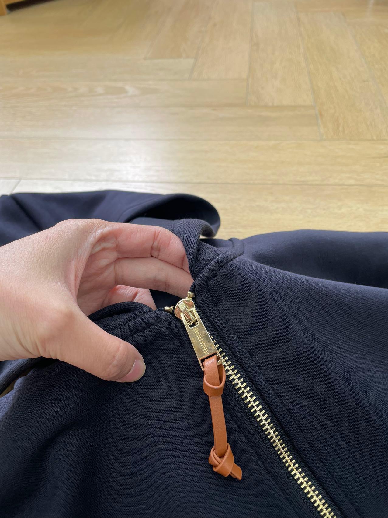 Худи Miu Miu Frontside Striped Brown Logo Miu Miu "Blue" фото № 5