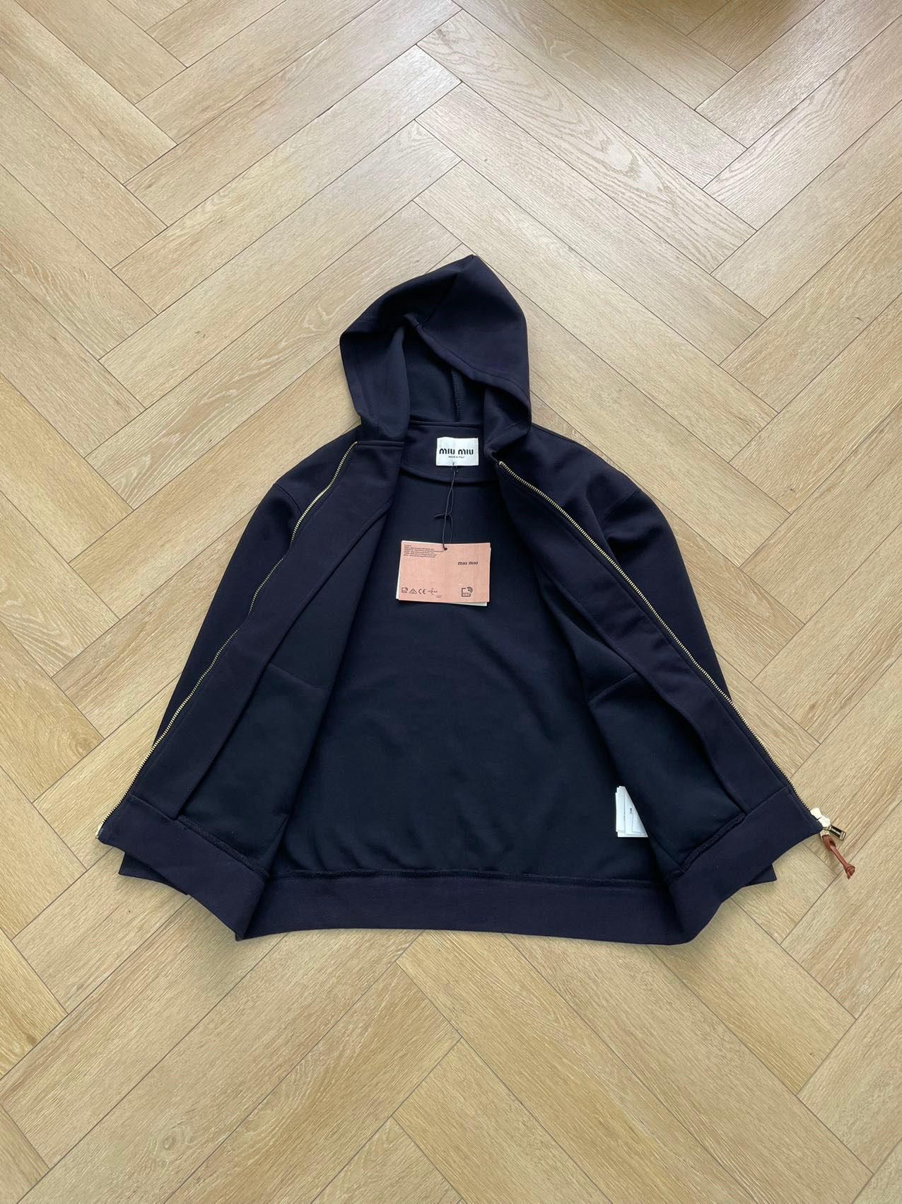 Худи Miu Miu Frontside Striped Brown Logo Miu Miu "Blue" фото № 4