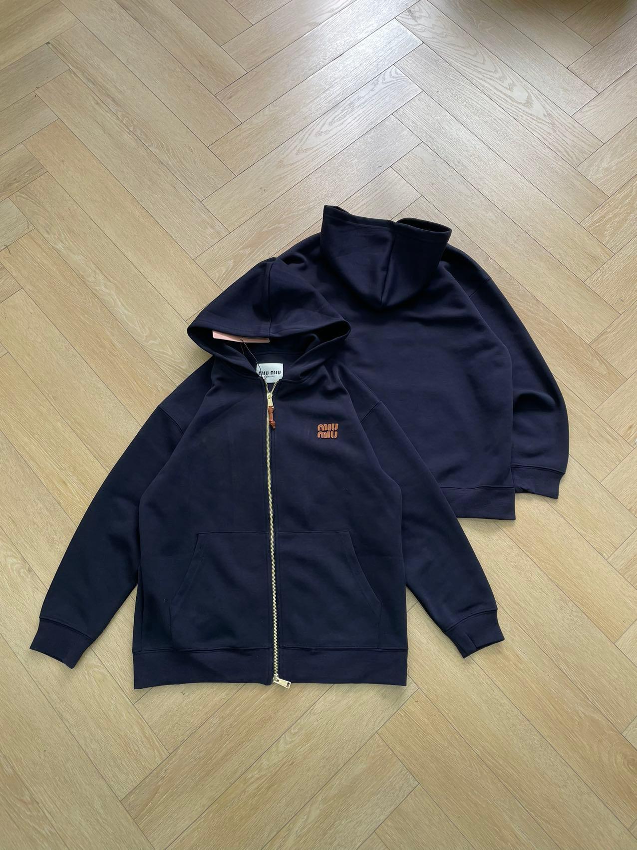 Худи Miu Miu Frontside Striped Brown Logo Miu Miu "Blue" фото № 2