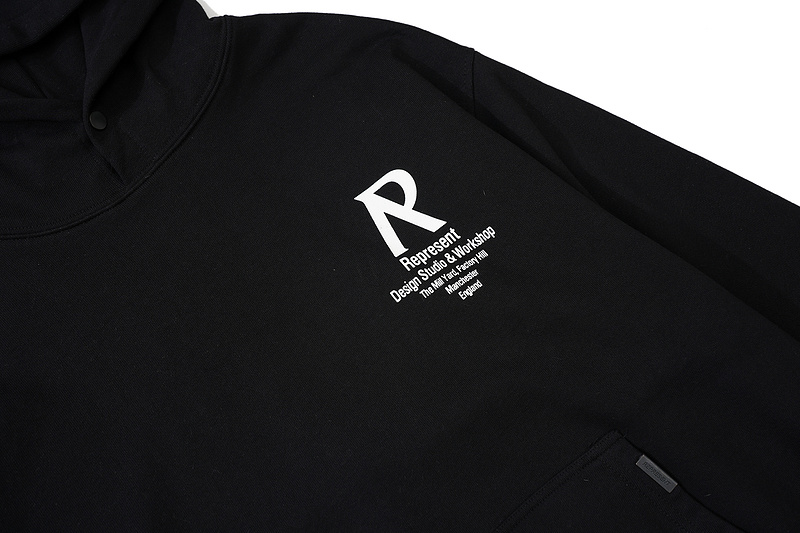 Худи Represent With White Logo And Text "Black" фото № 3