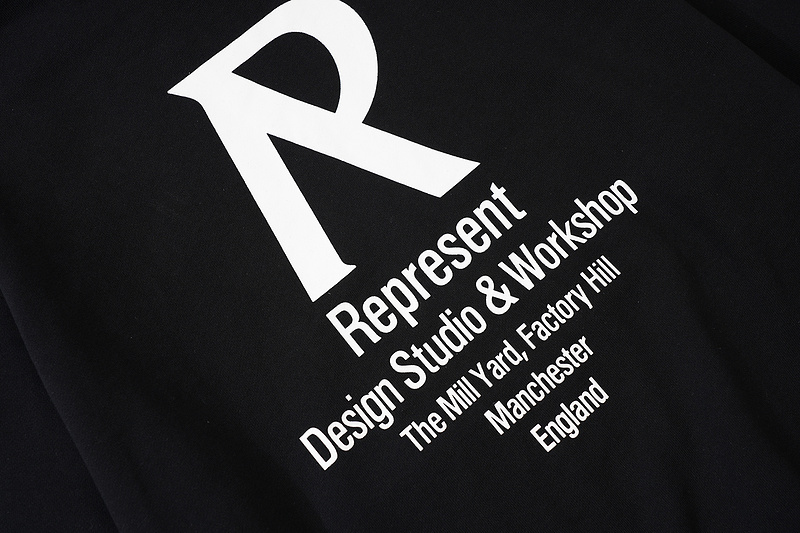 Худи Represent With White Logo And Text "Black" фото № 5