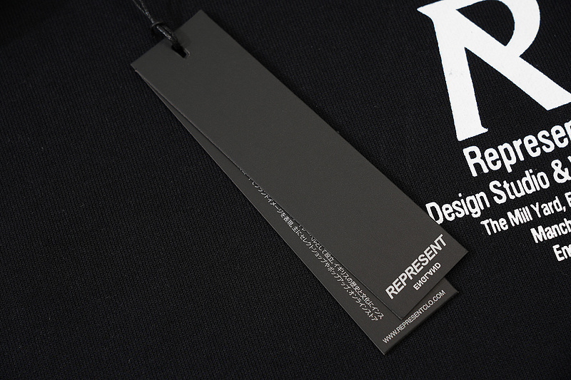 Худи Represent With White Logo And Text "Black" фото № 7