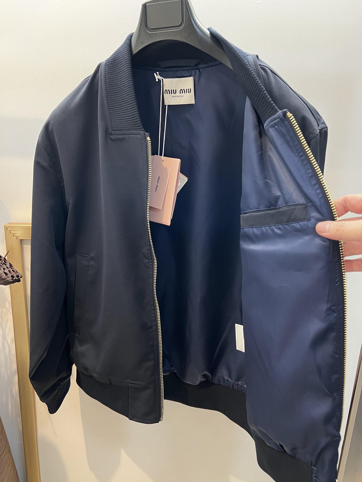 Куртка-бомбер Miu Miu Dark Blue Frontside Miu Miu Logo "Blue" фото № 5