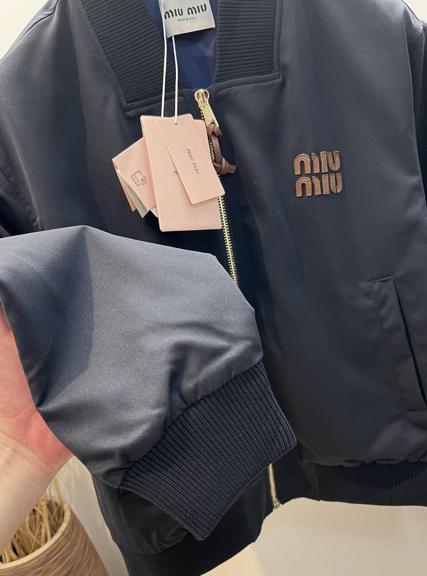 Куртка-бомбер Miu Miu Dark Blue Frontside Miu Miu Logo "Blue" фото № 4