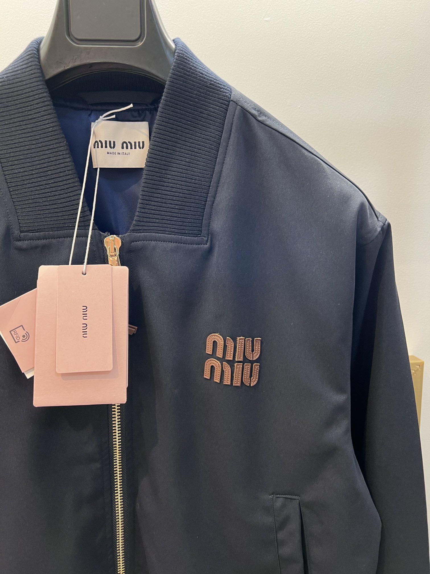 Куртка-бомбер Miu Miu Dark Blue Frontside Miu Miu Logo "Blue" фото № 3