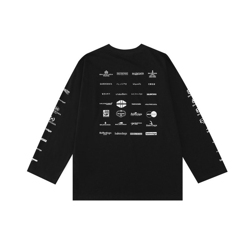 Лонгслив Balenciaga With Print Of Small Logos "Black" фото № 2