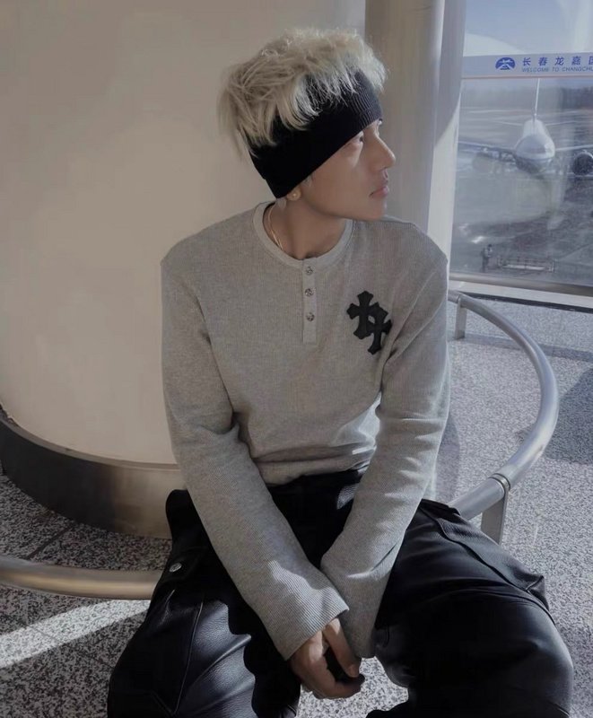 Футболка Chrome Hearts Long Sleeves Buttons "Gray" фото № 7