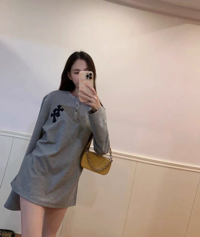 Футболка Chrome Hearts Long Sleeves Buttons "Gray" фото № 8