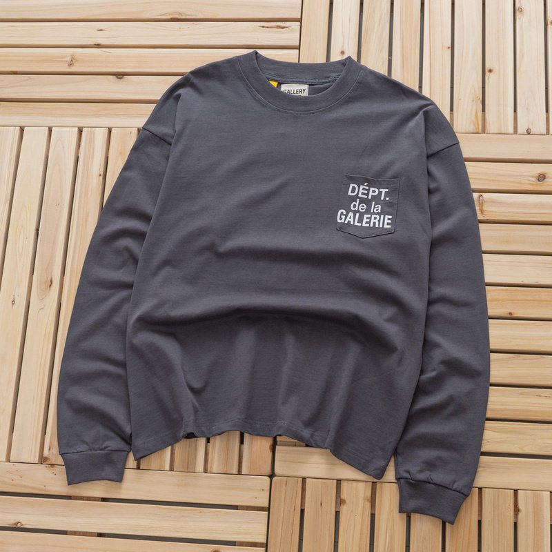 Лонгслив Gallery Dept With Text Logo And Pocket "Gray" фото № 6