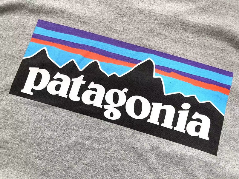 Лонгслив Patagonia Plain Background With Mountain View Inside Rectangle "Gray" фото № 3