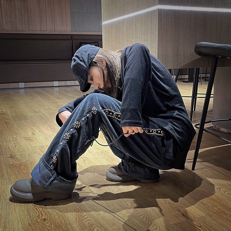 Брюки Kapital Casual Streetwear Flared "Dark Blue" фото № 6