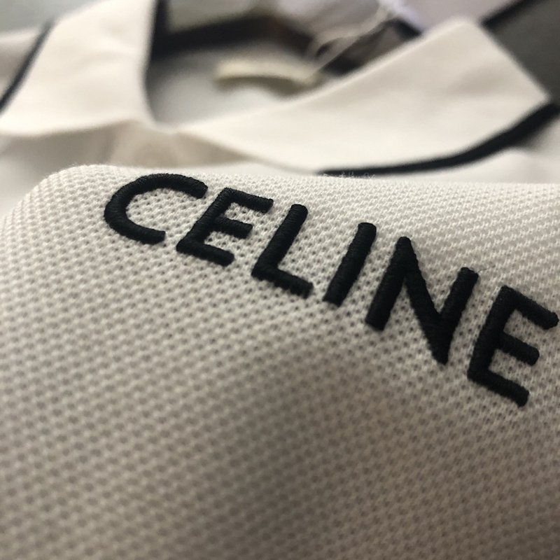 Поло Celine Embroidered Logo "White" фото № 7
