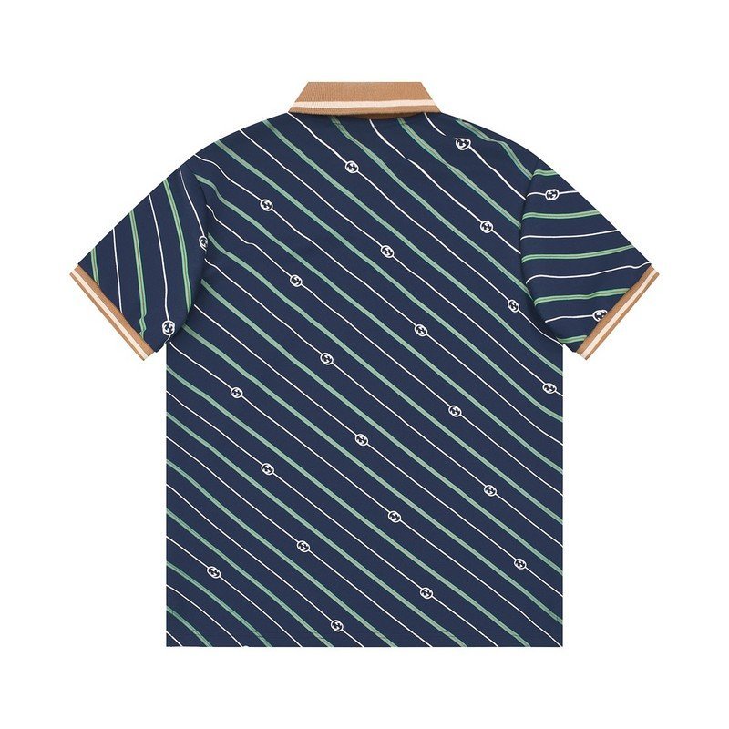 Поло Gucci Diagonal Stripes With Logo "Blue" фото № 8