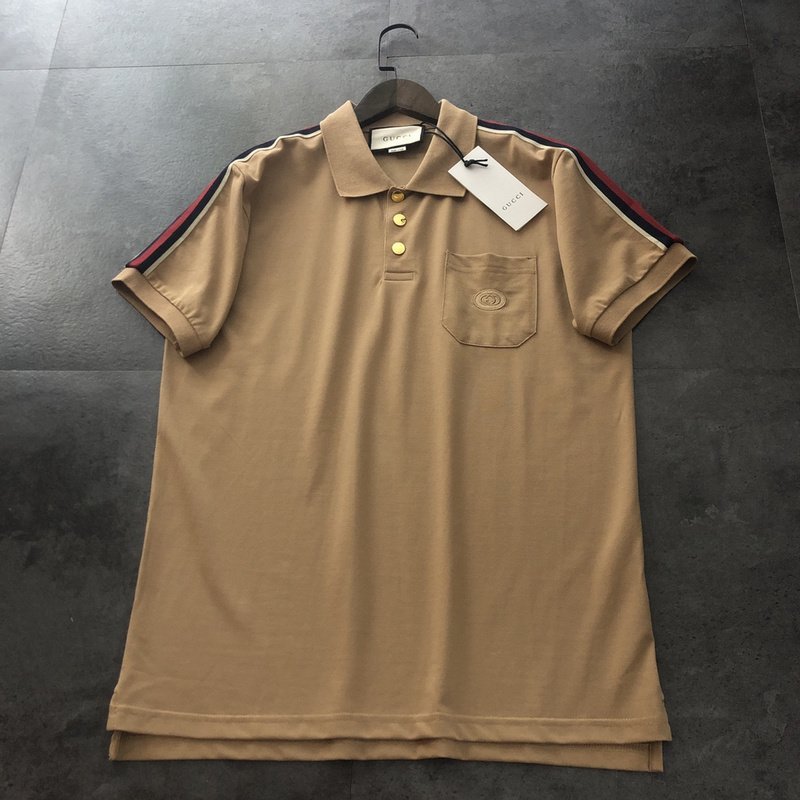 Поло Gucci With Red Stripe On The Sleeves "Brown" фото № 5