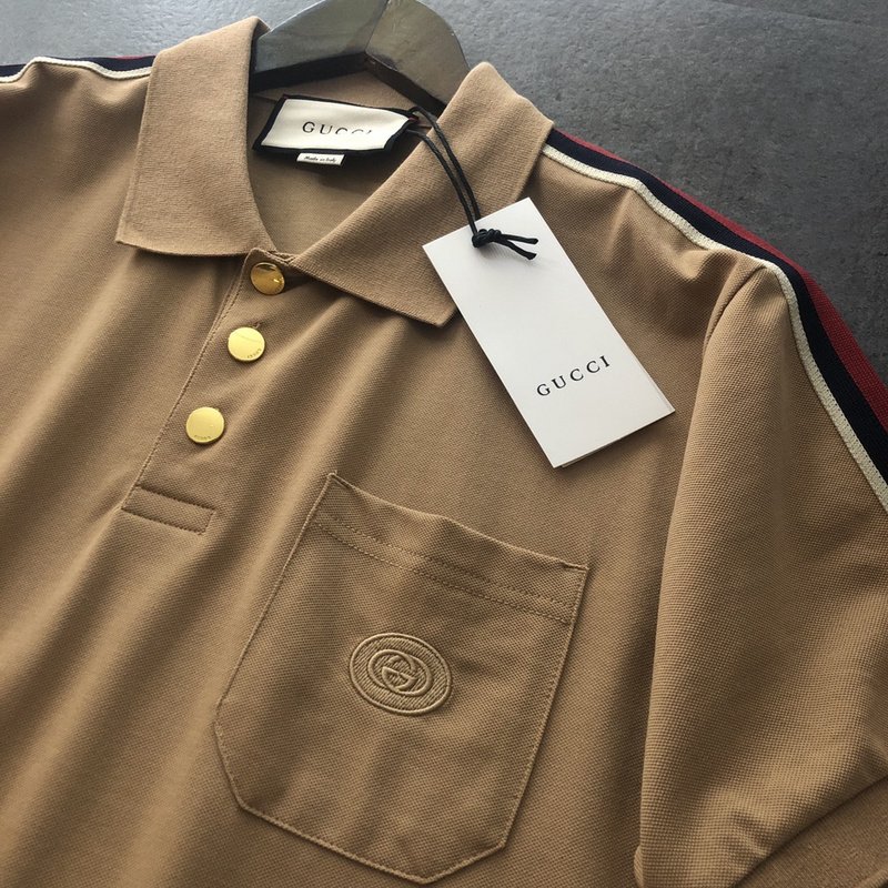Поло Gucci With Red Stripe On The Sleeves "Brown" фото № 7
