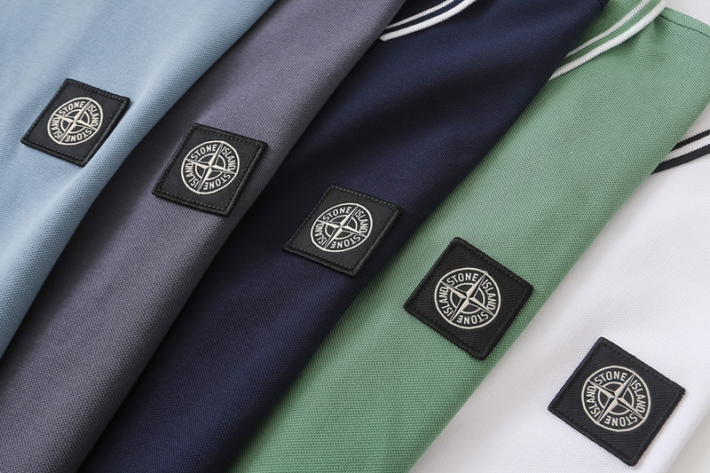 Поло Stone Island Black Logo Flowers "Blue/Black" фото № 3