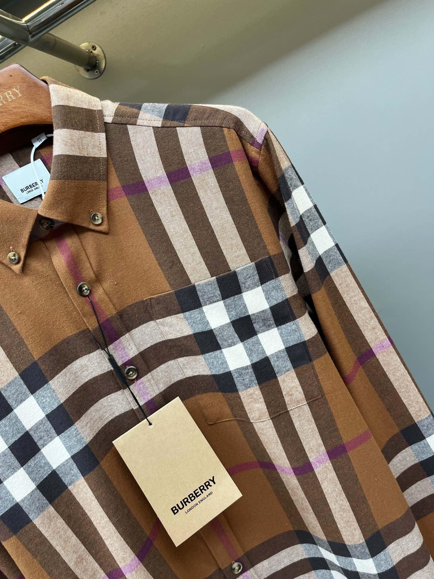 Рубашка Burberry Print Red And White And Black Lines "Brown" фото № 4