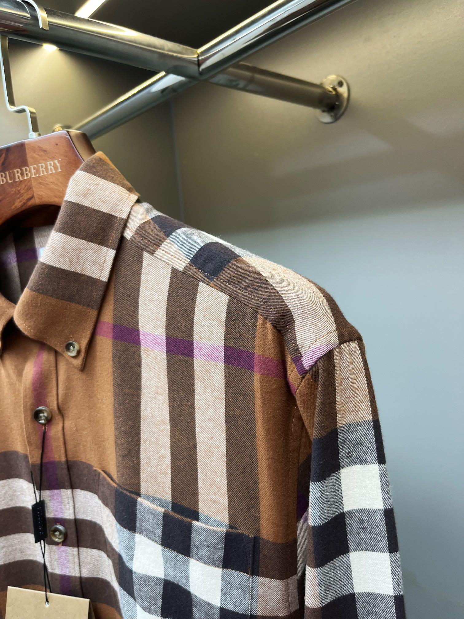 Рубашка Burberry Print Red And White And Black Lines "Brown" фото № 3