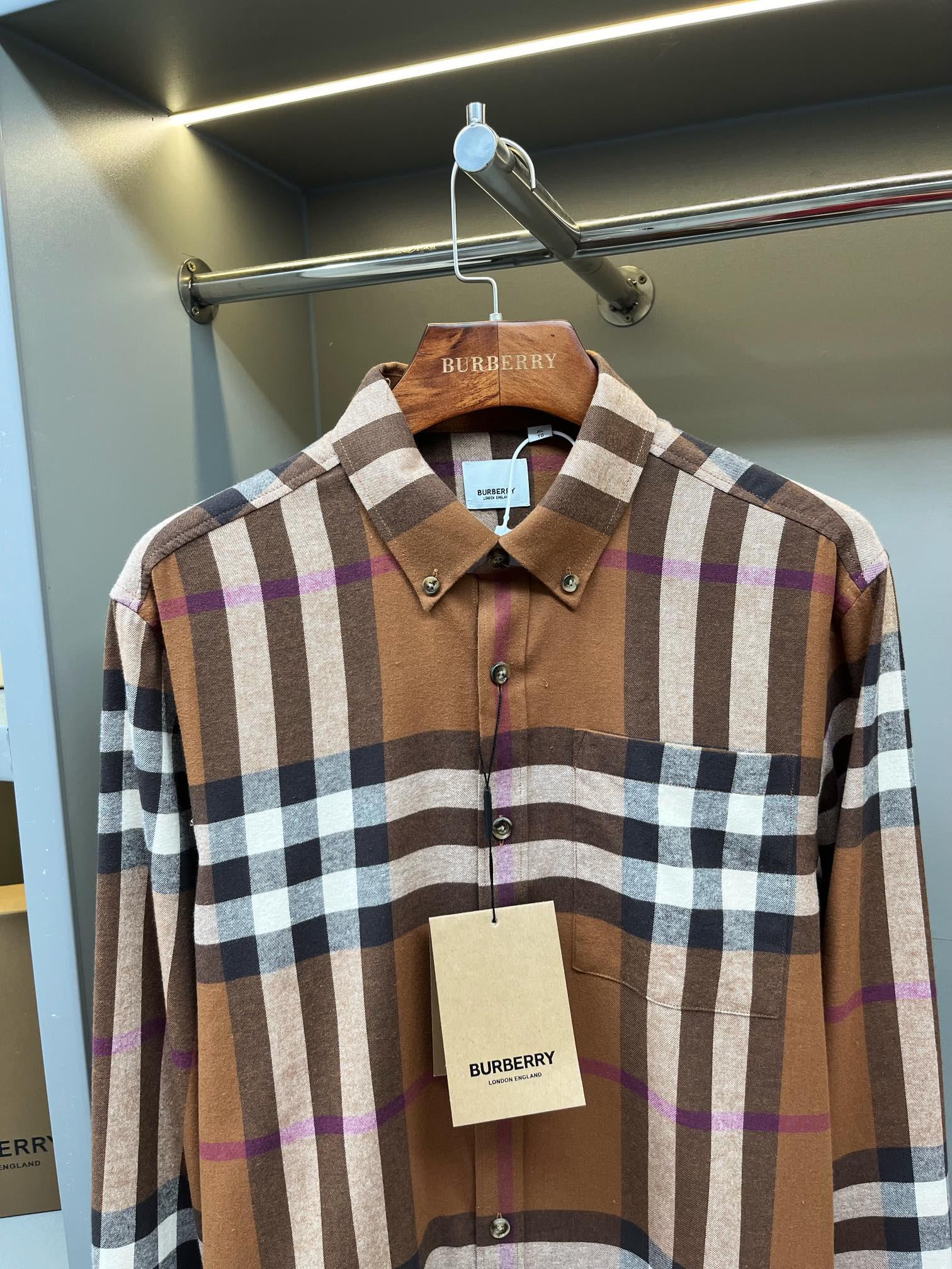 Рубашка Burberry Print Red And White And Black Lines "Brown" фото № 2