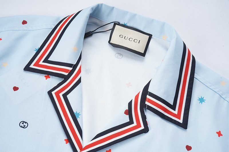 Рубашка Gucci Stripes Decoration On Edges "Blue" фото № 7