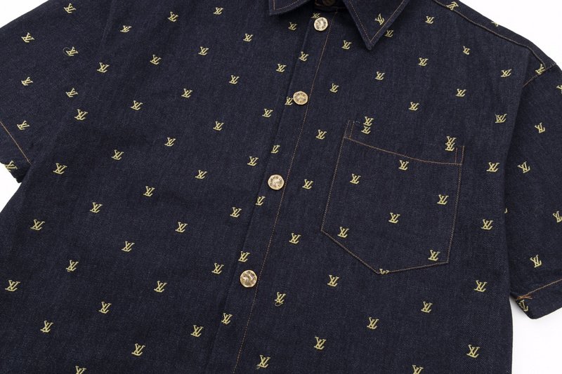Джинсовая Рубашка Louis Vuitton With Short Sleeves "Blue/Black" фото № 2