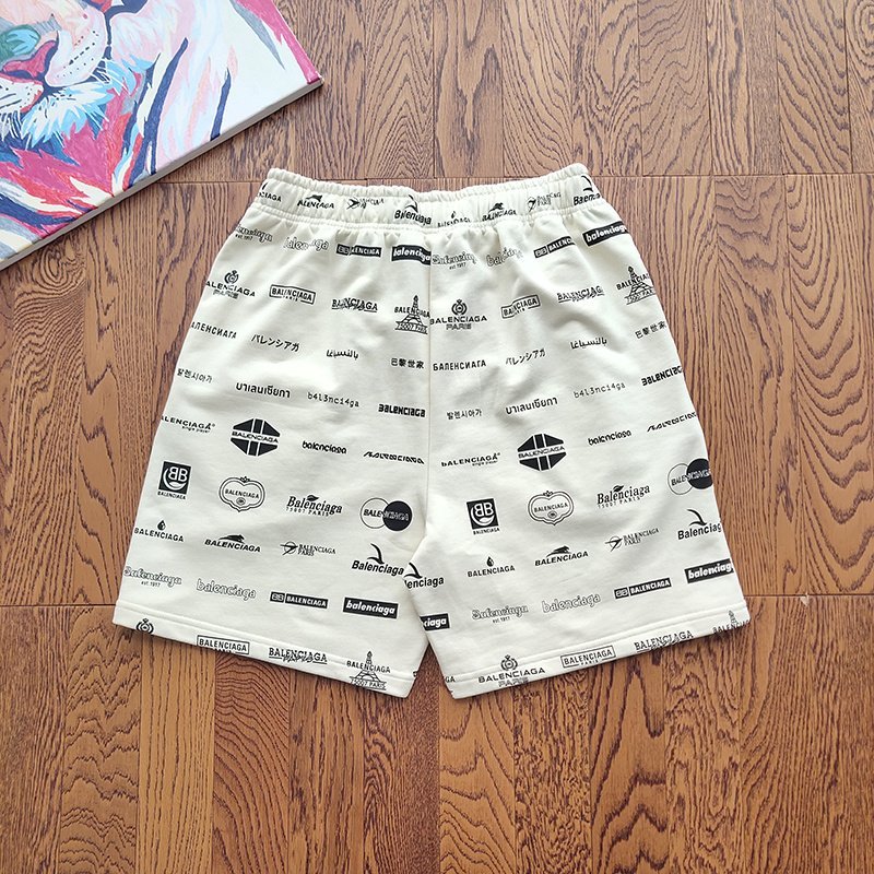 Шорты Balenciaga With Multi-Faceted Logos "White" фото № 5