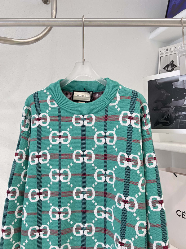 Свитер Gucci In Cage With Logo "Turquoise" фото № 5