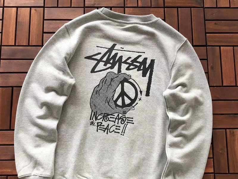 Свитшот Stussy Hand And Inscription Increase The Peace "Gray" фото № 2