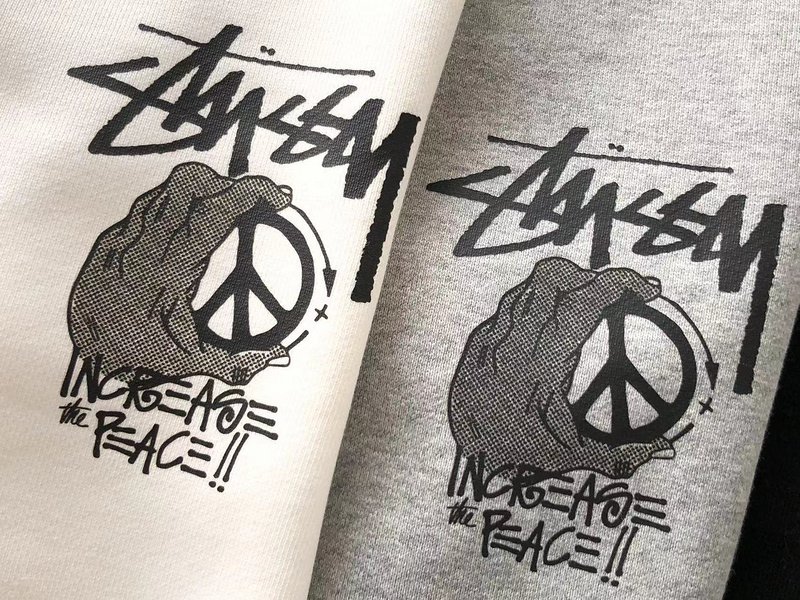 Свитшот Stussy Hand And Inscription Increase The Peace "Gray" фото № 3