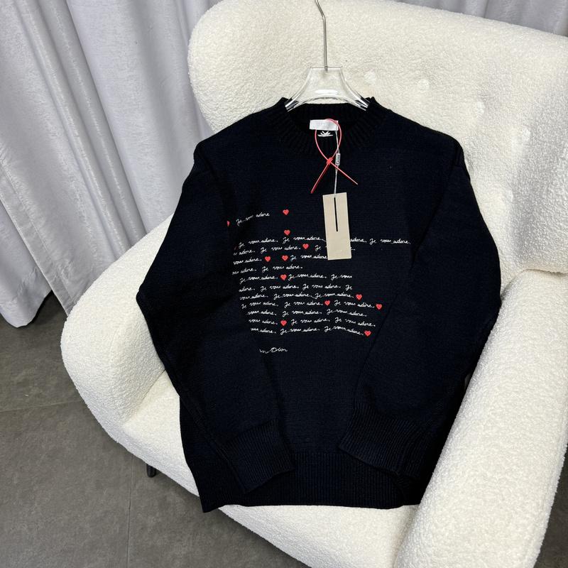 Свитшот Christian Dior Letter Red Mini Hearts "Black" фото № 2